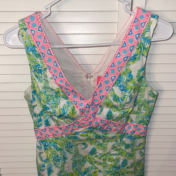 LILLY PULITZER FRYER SHIFT DRESS ELEPHANT EARS PRINT TROPICAL RESORT PALM LEAF - Picture 3 of 4